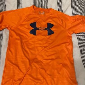 Under Armour youth large orange and navy dri-fit shirt